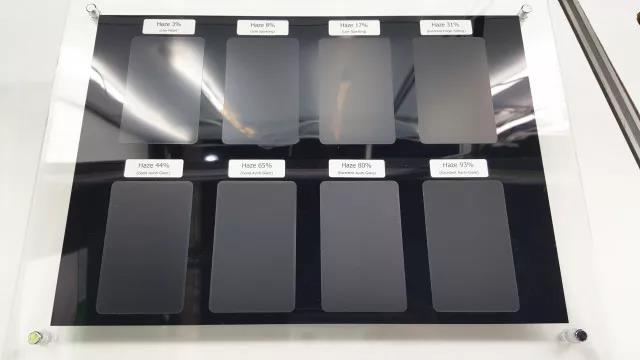 ▲不同霧度的防眩(AG)薄膜效果